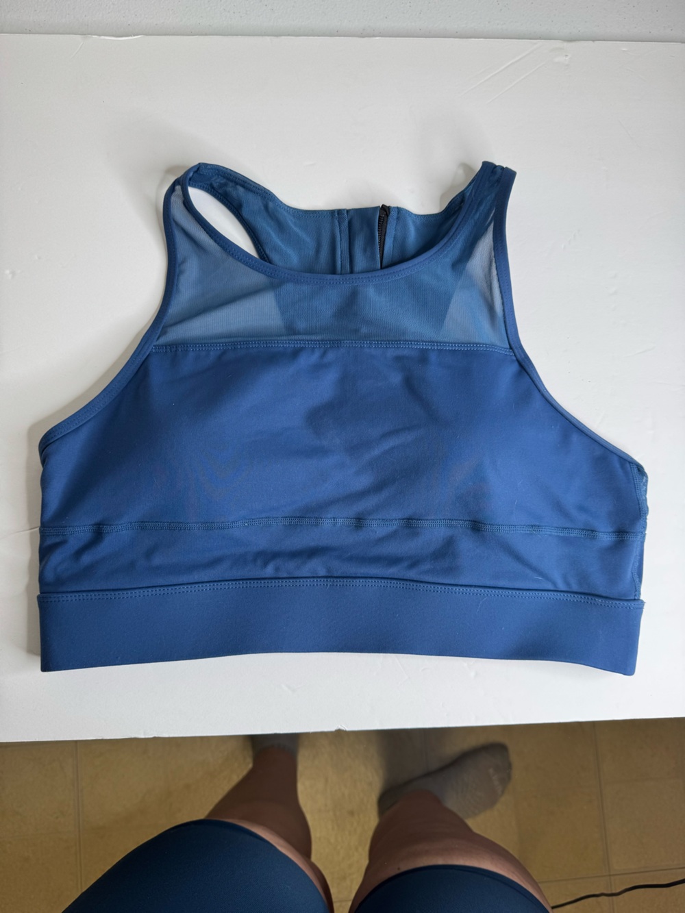 ZYIA Royal Blue High-Neck Mesh-Back Sports Bra